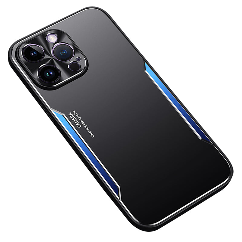 Uniqkart for iPhone 12 Pro Shockproof Cell Phone Shell Anti-dust Aluminium Alloy + TPU Phone Case Cover - Blue