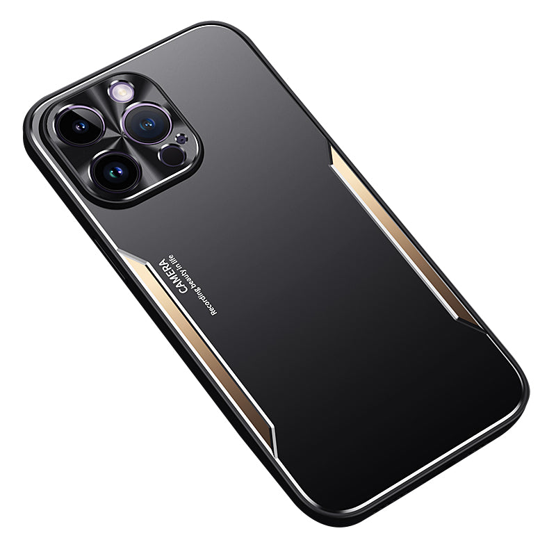 Uniqkart for iPhone 12 Pro Shockproof Cell Phone Shell Anti-dust Aluminium Alloy + TPU Phone Case Cover - Gold