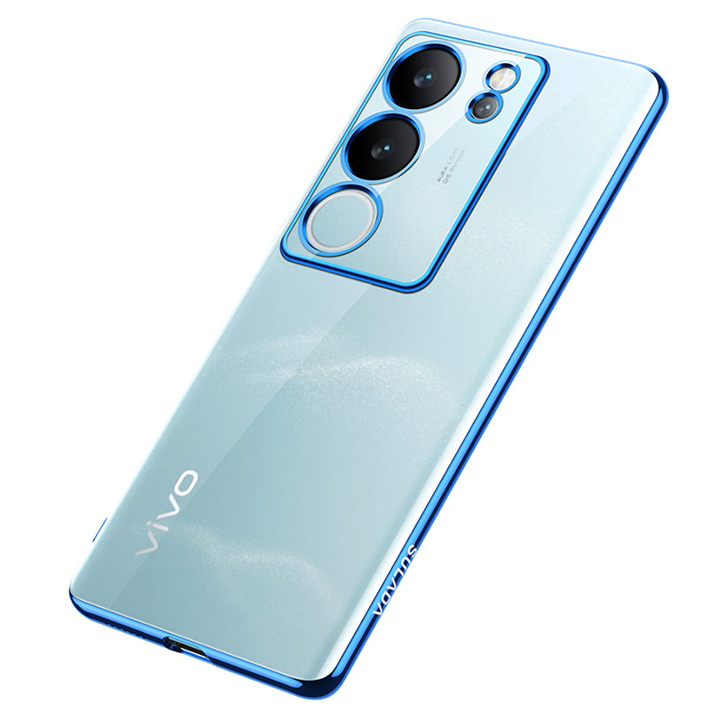 Uniqkart Nature Series For vivo S17 Pro 5G Electroplating Edges Cover Matte Soft TPU Phone Case - Blue