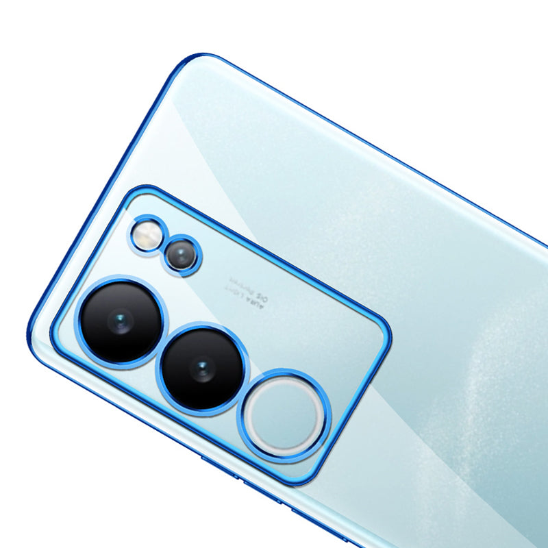 Uniqkart Nature Series For vivo S17 Pro 5G Electroplating Edges Cover Matte Soft TPU Phone Case - Blue