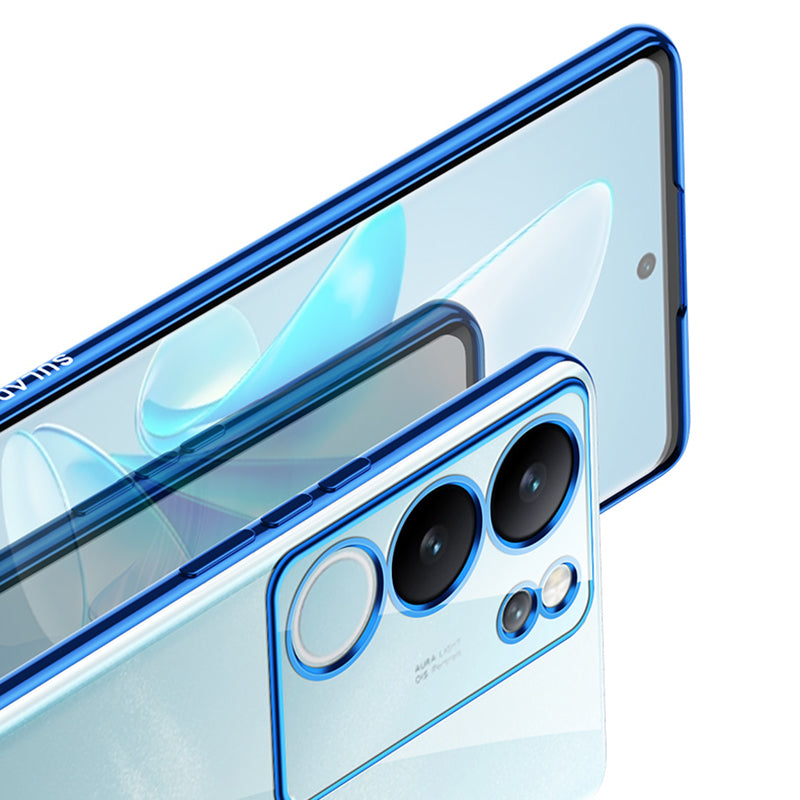 Uniqkart Nature Series For vivo S17 Pro 5G Electroplating Edges Cover Matte Soft TPU Phone Case - Blue