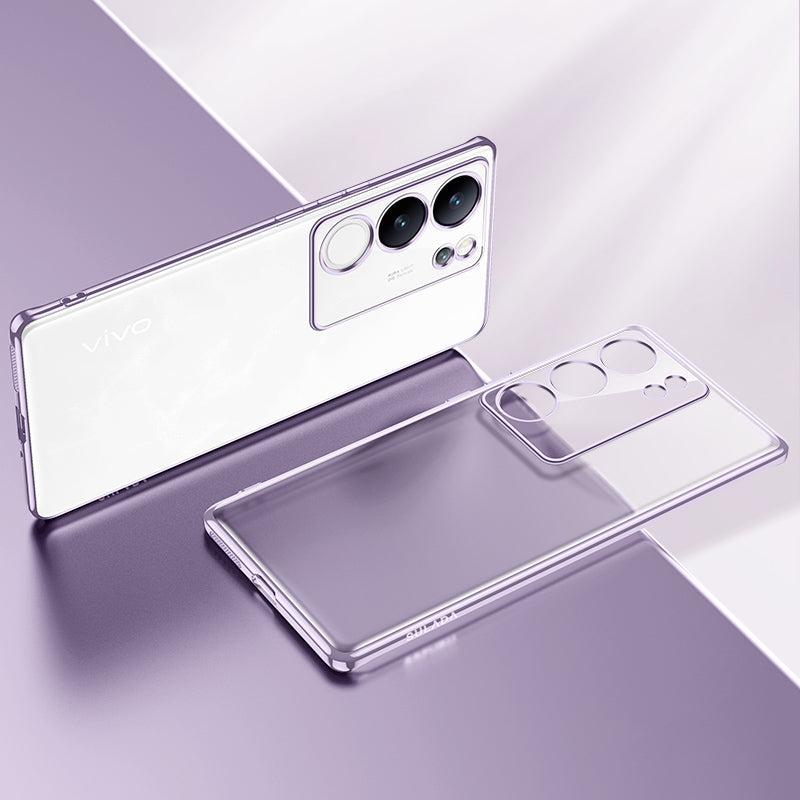 Uniqkart Nature Series For vivo S17 Pro 5G Electroplating Edges Cover Matte Soft TPU Phone Case - Purple