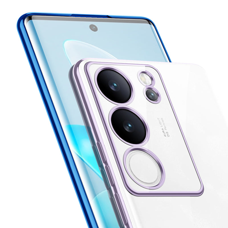 Uniqkart Nature Series For vivo S17 Pro 5G Electroplating Edges Cover Matte Soft TPU Phone Case - Purple