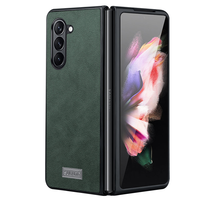 Uniqkart For Samsung Galaxy Z Fold5 5G PU Leather Coated TPU+PC Case Anti-drop Phone Cover - Green