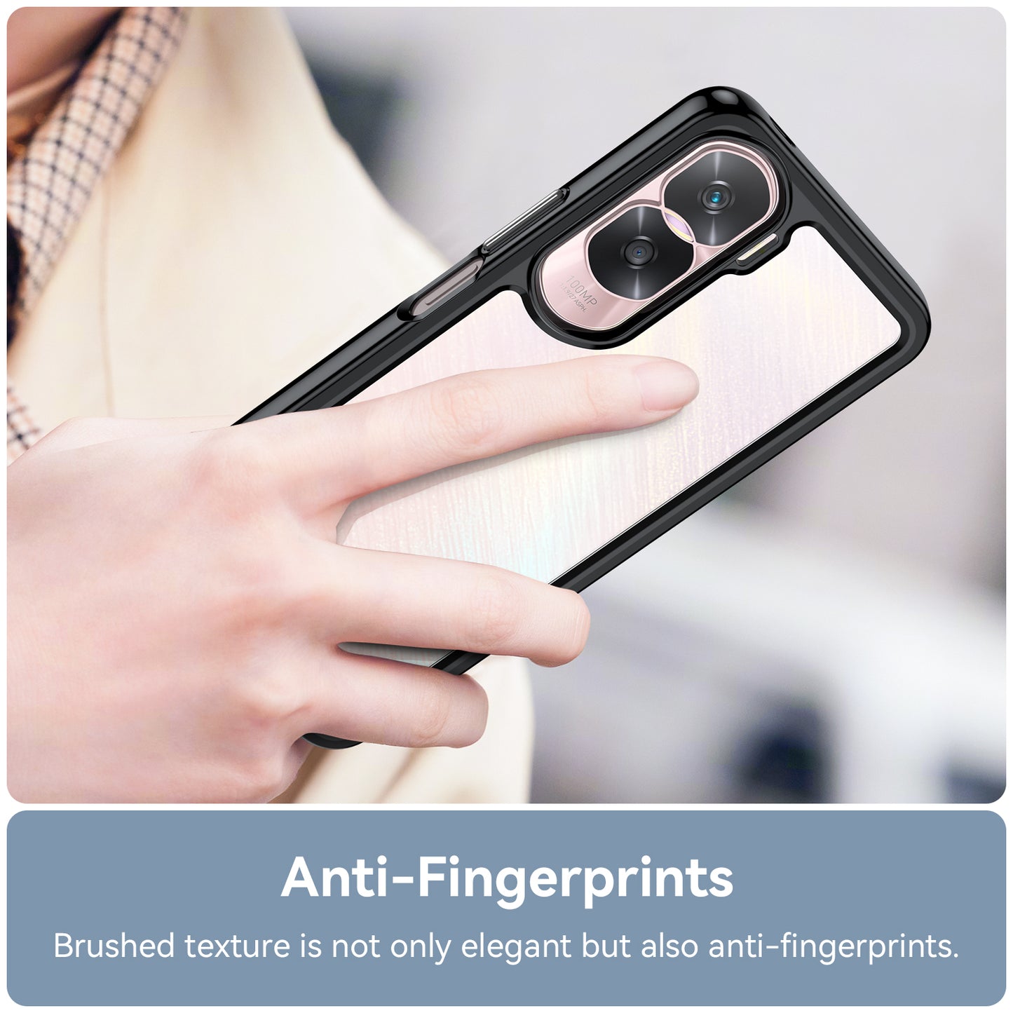 Uniqkart for Honor 90 Lite 5G / X50i TPU+Acrylic Mobile Phone Back Cover Clear Protective Shockproof Case - Black