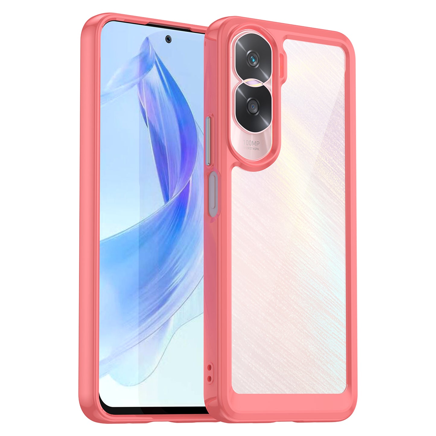 Uniqkart for Honor 90 Lite 5G / X50i TPU+Acrylic Mobile Phone Back Cover Clear Protective Shockproof Case - Red