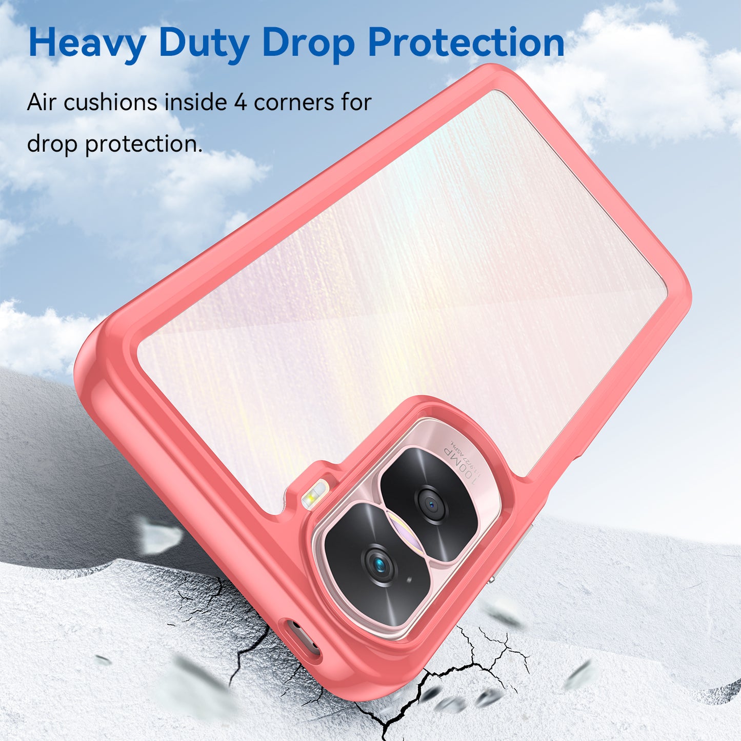Uniqkart for Honor 90 Lite 5G / X50i TPU+Acrylic Mobile Phone Back Cover Clear Protective Shockproof Case - Red
