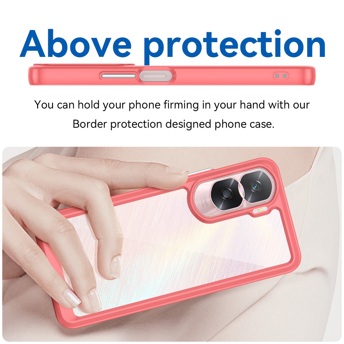 Uniqkart for Honor 90 Lite 5G / X50i TPU+Acrylic Mobile Phone Back Cover Clear Protective Shockproof Case - Red