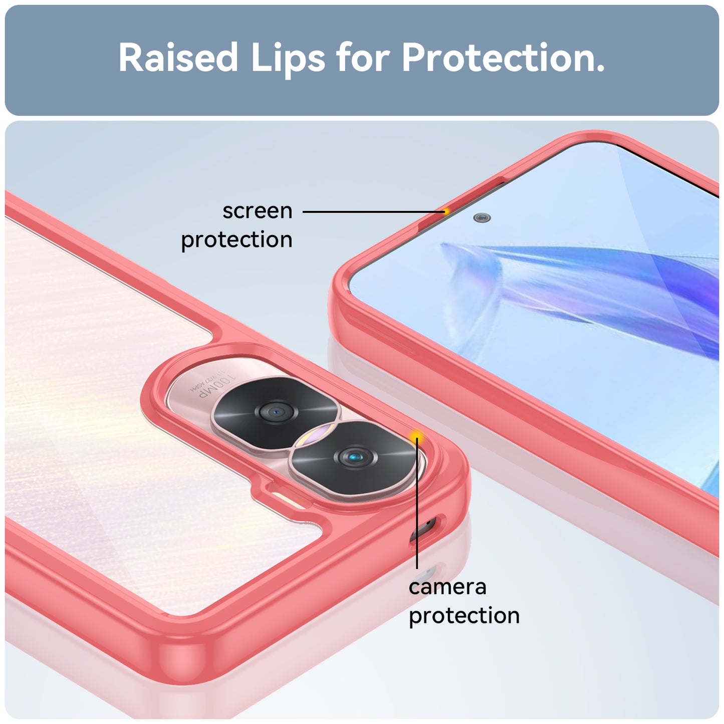 Uniqkart for Honor 90 Lite 5G / X50i TPU+Acrylic Mobile Phone Back Cover Clear Protective Shockproof Case - Red