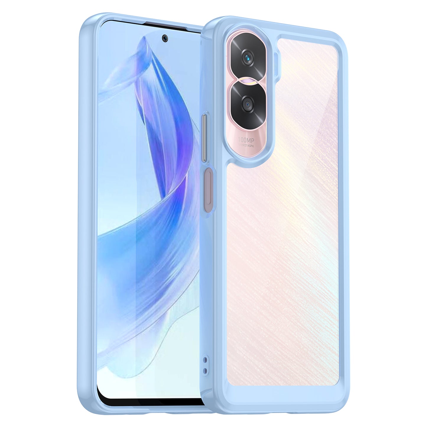 Uniqkart for Honor 90 Lite 5G / X50i TPU+Acrylic Mobile Phone Back Cover Clear Protective Shockproof Case - Blue