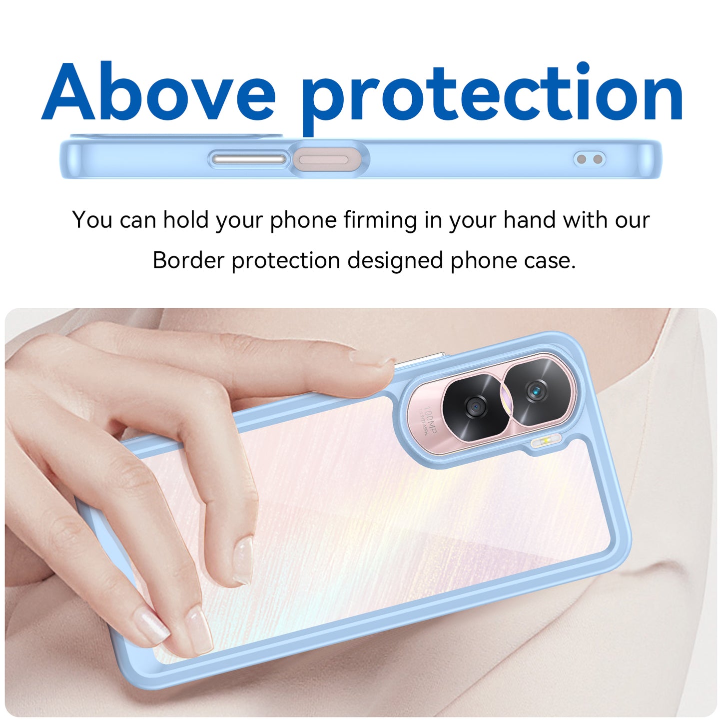 Uniqkart for Honor 90 Lite 5G / X50i TPU+Acrylic Mobile Phone Back Cover Clear Protective Shockproof Case - Blue