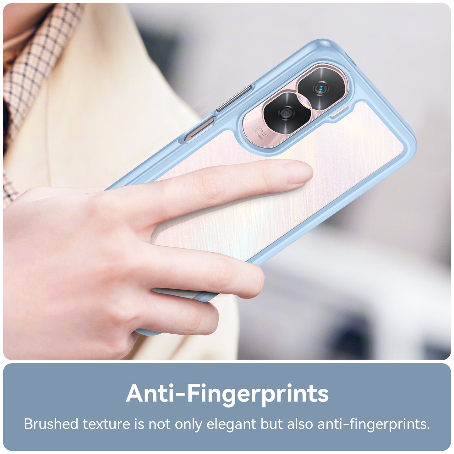 Uniqkart for Honor 90 Lite 5G / X50i TPU+Acrylic Mobile Phone Back Cover Clear Protective Shockproof Case - Blue