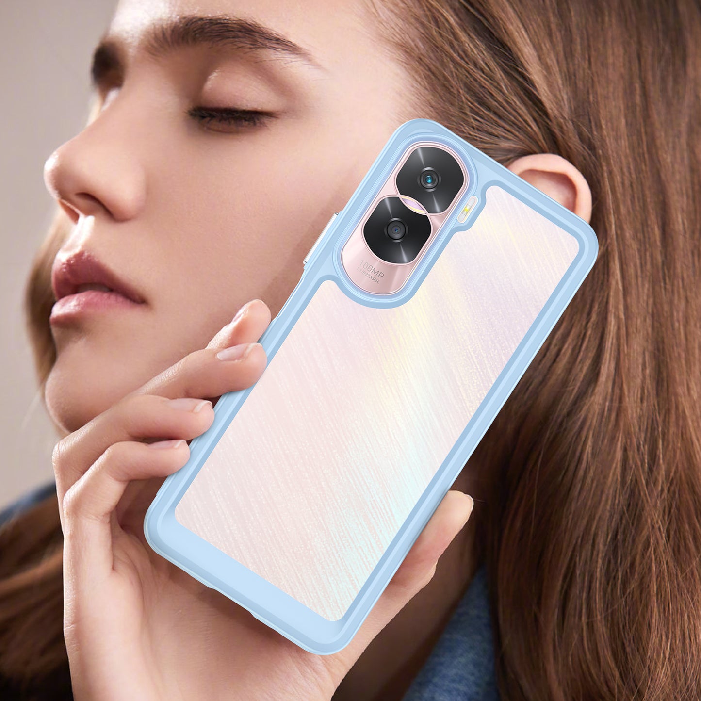 Uniqkart for Honor 90 Lite 5G / X50i TPU+Acrylic Mobile Phone Back Cover Clear Protective Shockproof Case - Blue