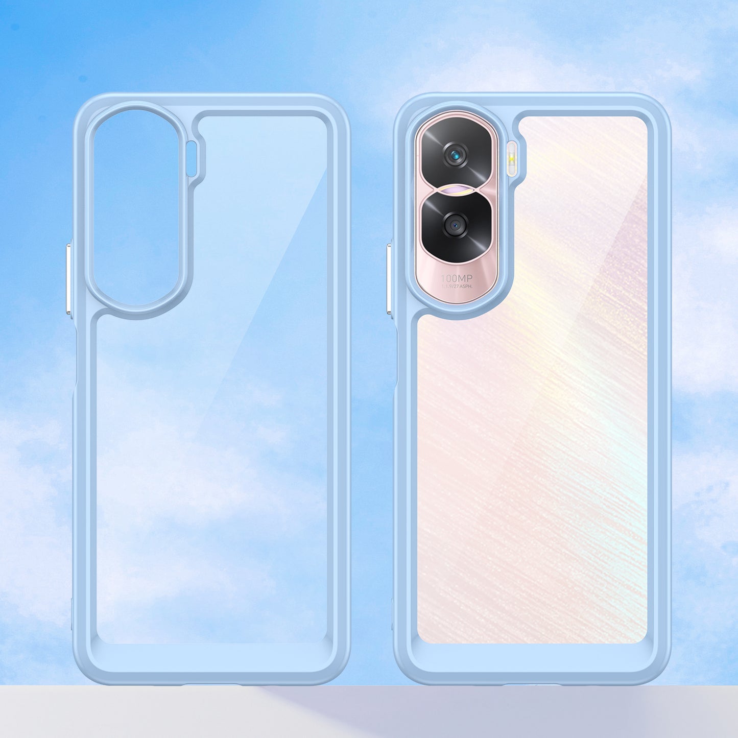 Uniqkart for Honor 90 Lite 5G / X50i TPU+Acrylic Mobile Phone Back Cover Clear Protective Shockproof Case - Blue