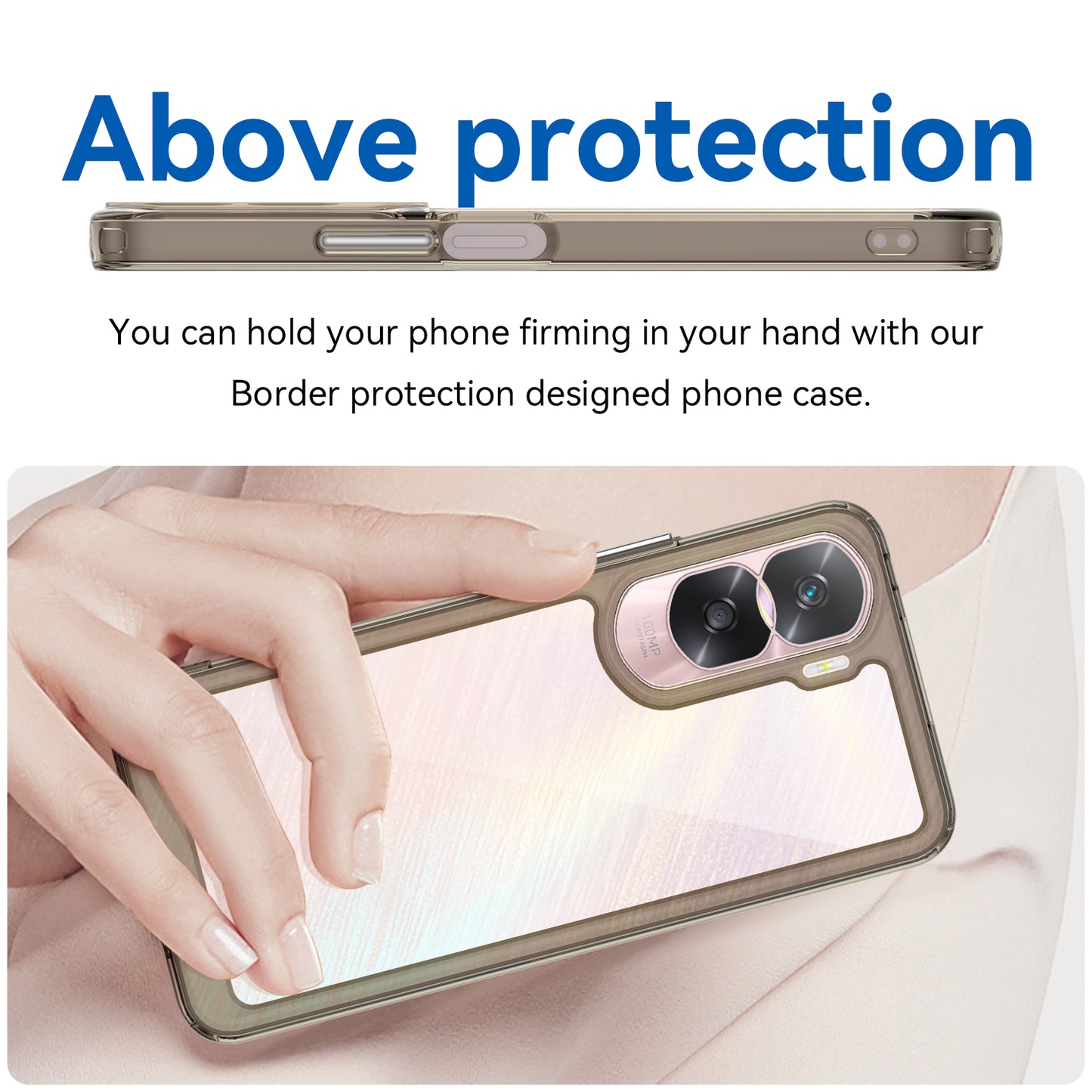 Uniqkart for Honor 90 Lite 5G / X50i TPU+Acrylic Mobile Phone Back Cover Clear Protective Shockproof Case - Transparent Grey