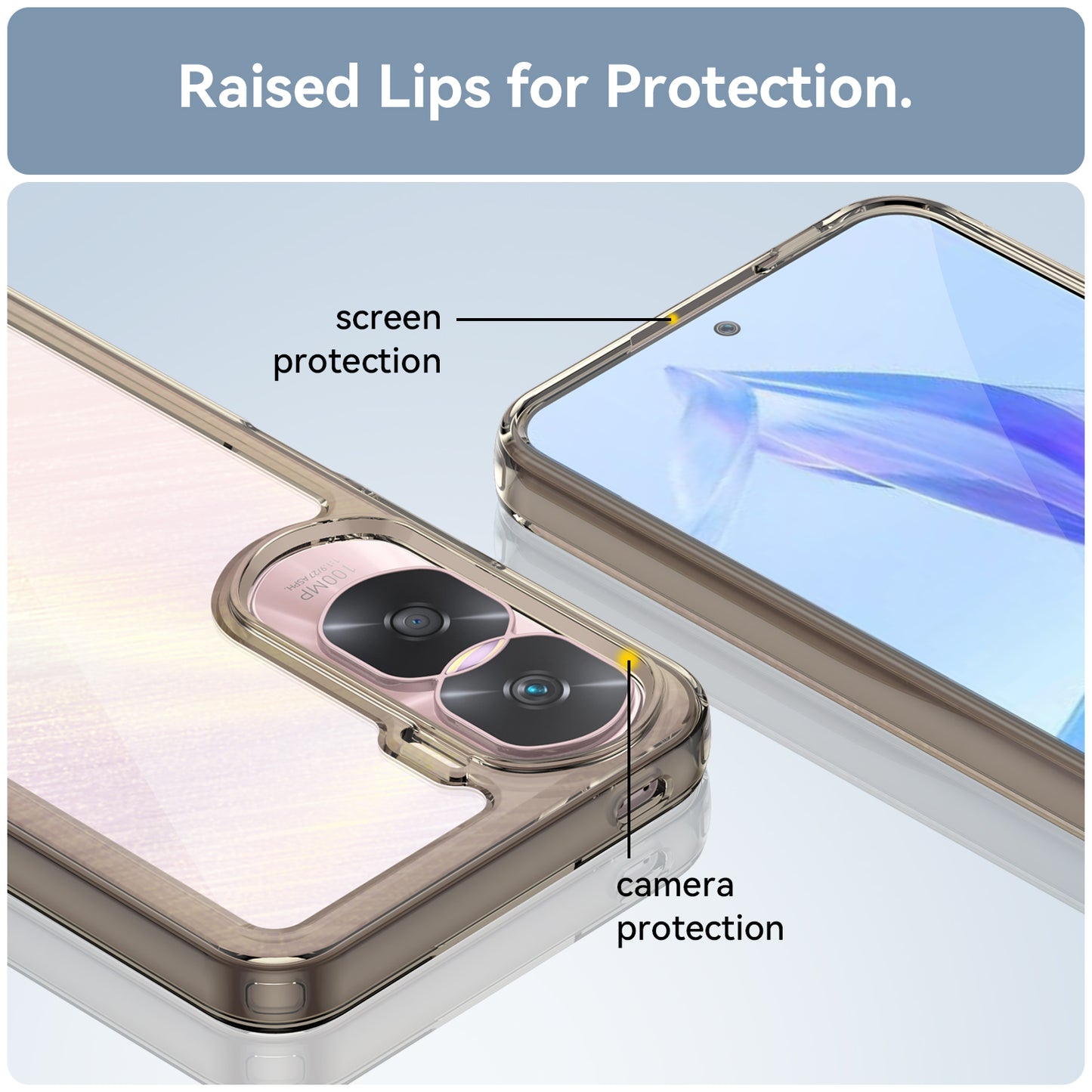 Uniqkart for Honor 90 Lite 5G / X50i TPU+Acrylic Mobile Phone Back Cover Clear Protective Shockproof Case - Transparent Grey