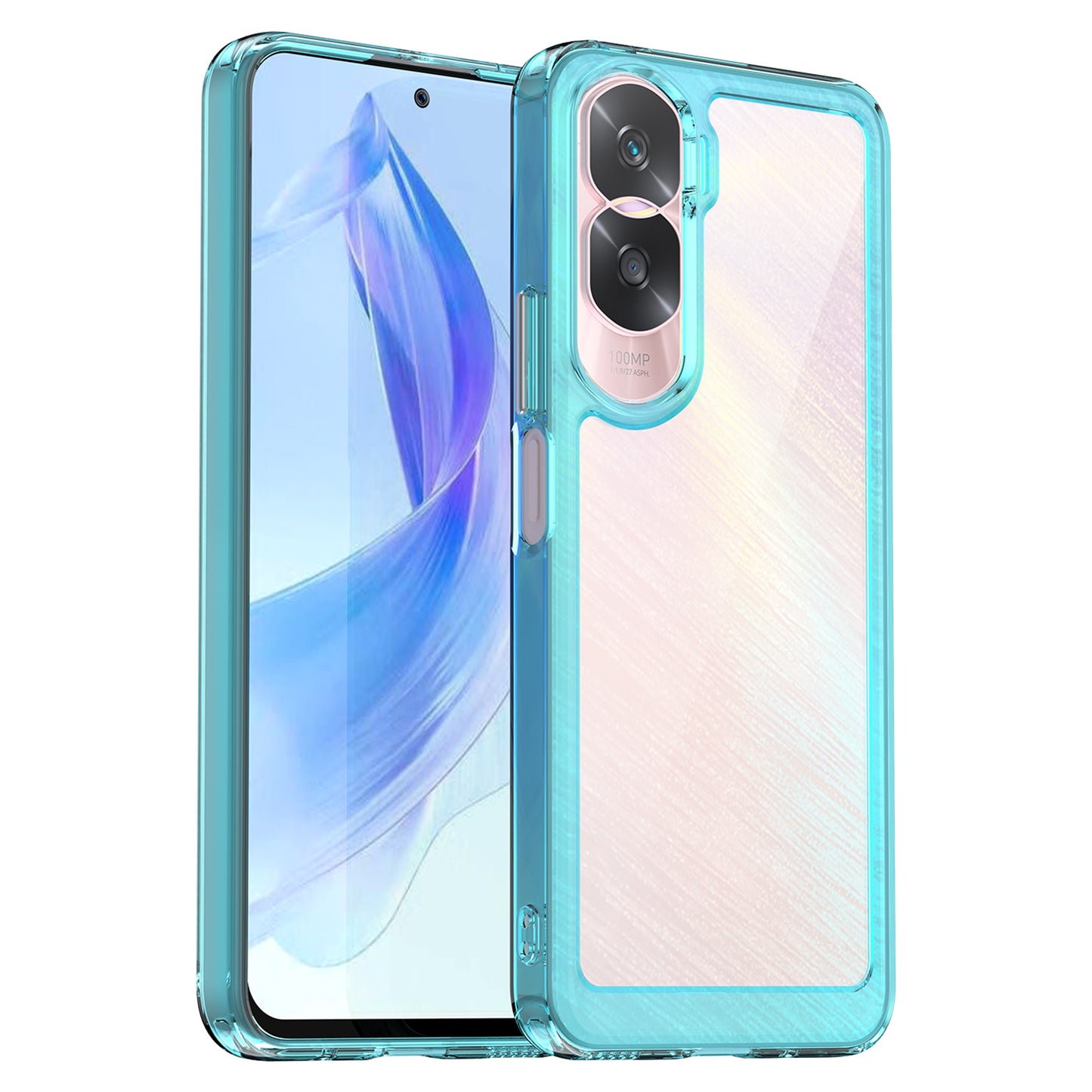 Uniqkart for Honor 90 Lite 5G / X50i TPU+Acrylic Mobile Phone Back Cover Clear Protective Shockproof Case - Transparent Blue