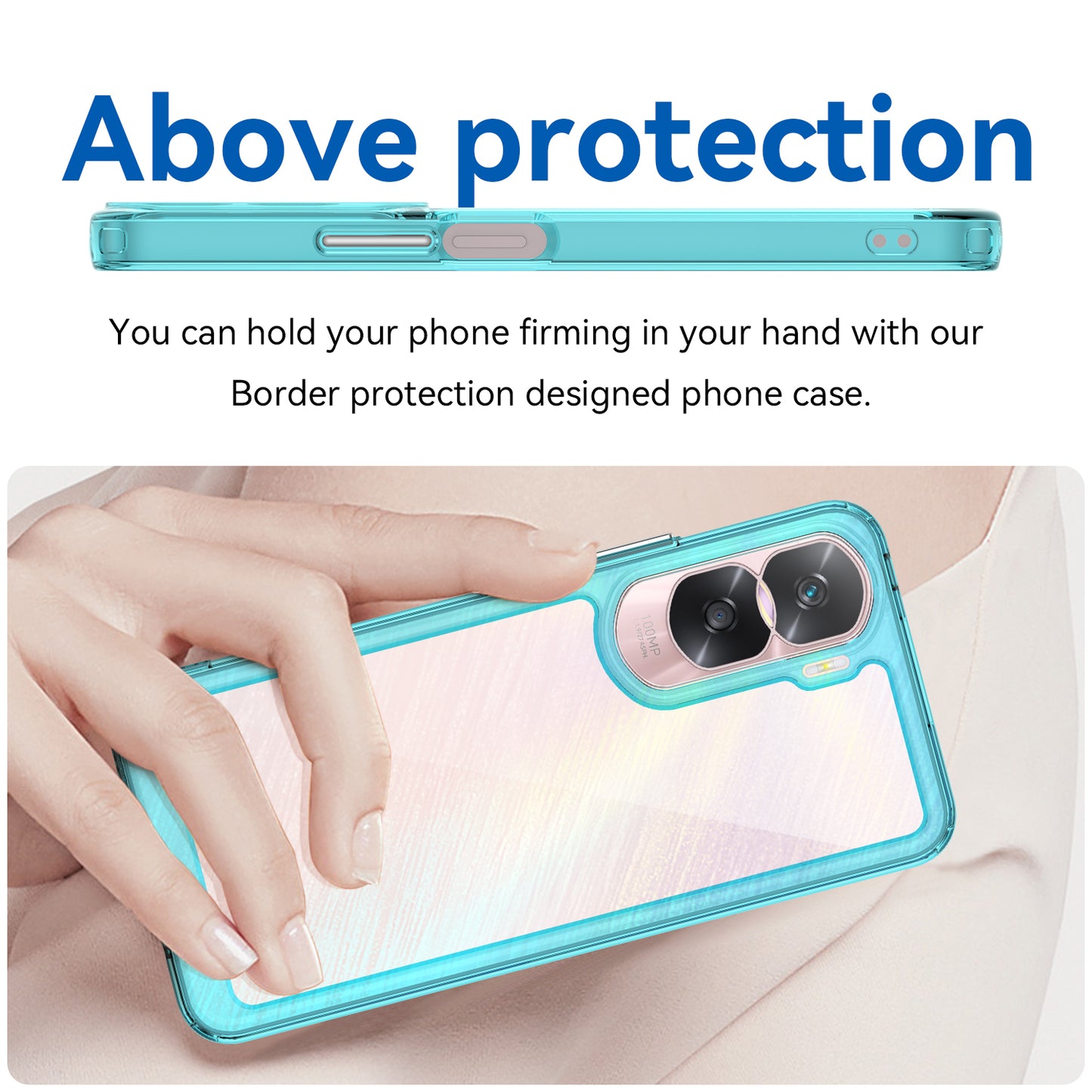 Uniqkart for Honor 90 Lite 5G / X50i TPU+Acrylic Mobile Phone Back Cover Clear Protective Shockproof Case - Transparent Blue