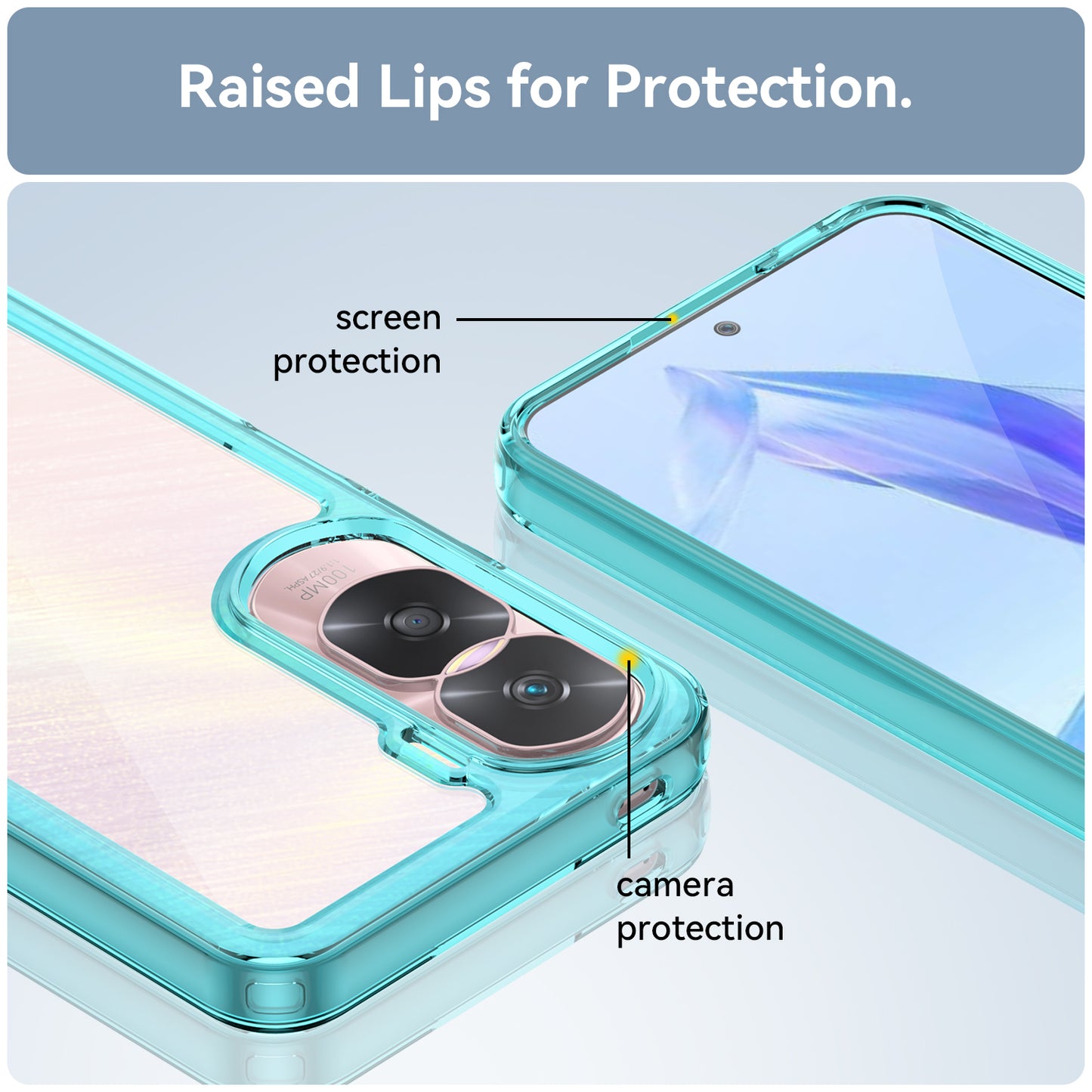 Uniqkart for Honor 90 Lite 5G / X50i TPU+Acrylic Mobile Phone Back Cover Clear Protective Shockproof Case - Transparent Blue