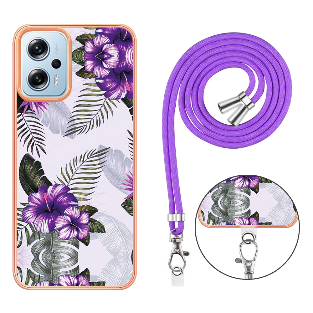 YB IMD Series-4 TPU Case for Xiaomi Redmi Note 11T Pro 5G / Note 11T Pro+ 5G / K50i 5G / Note 12T Pro 5G / Poco X4 GT 5G , Marble Flower Pattern Phone Cover - Purple Flowers