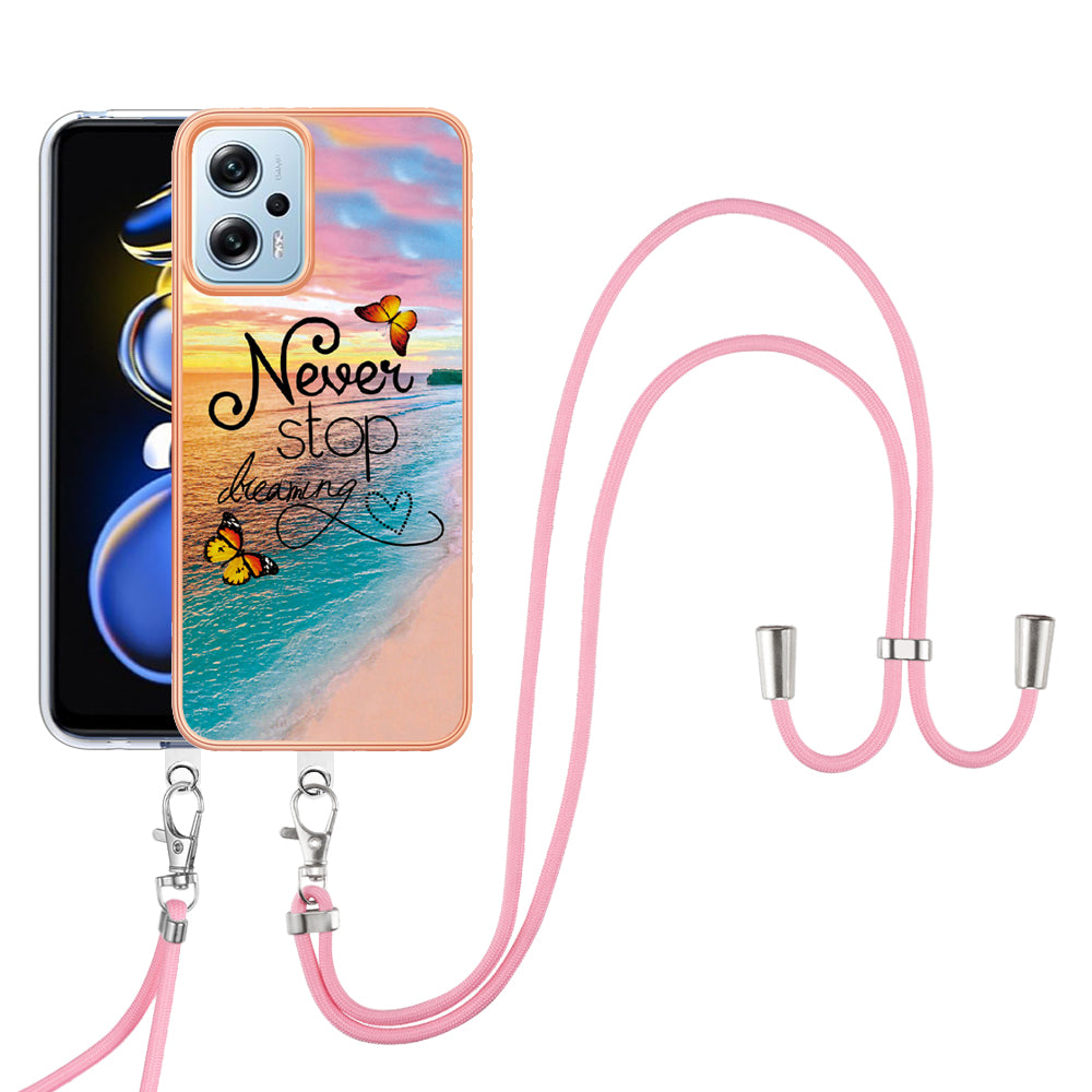 YB IMD Series-4 TPU Case for Xiaomi Redmi Note 11T Pro 5G / Note 11T Pro+ 5G / K50i 5G / Note 12T Pro 5G / Poco X4 GT 5G , Marble Flower Pattern Phone Cover - Never Stop Dreaming