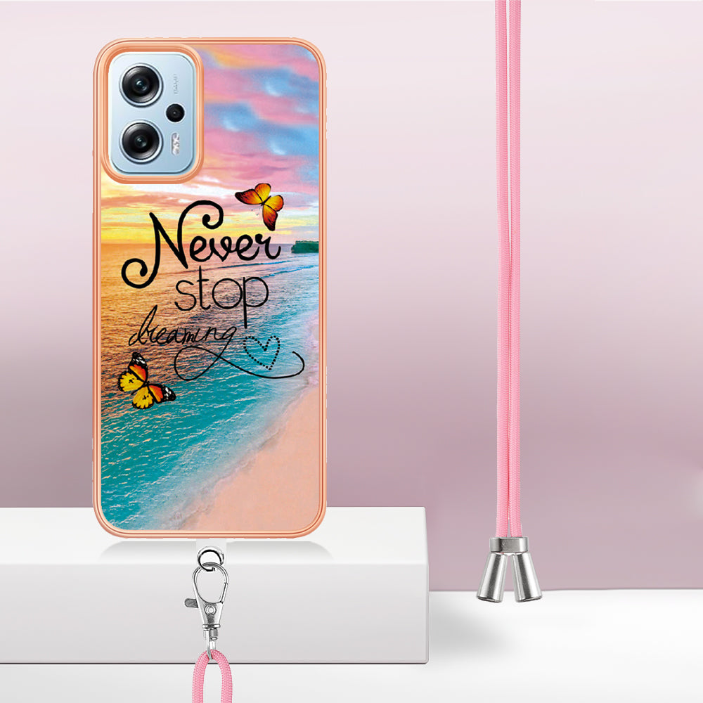 YB IMD Series-4 TPU Case for Xiaomi Redmi Note 11T Pro 5G / Note 11T Pro+ 5G / K50i 5G / Note 12T Pro 5G / Poco X4 GT 5G , Marble Flower Pattern Phone Cover - Never Stop Dreaming
