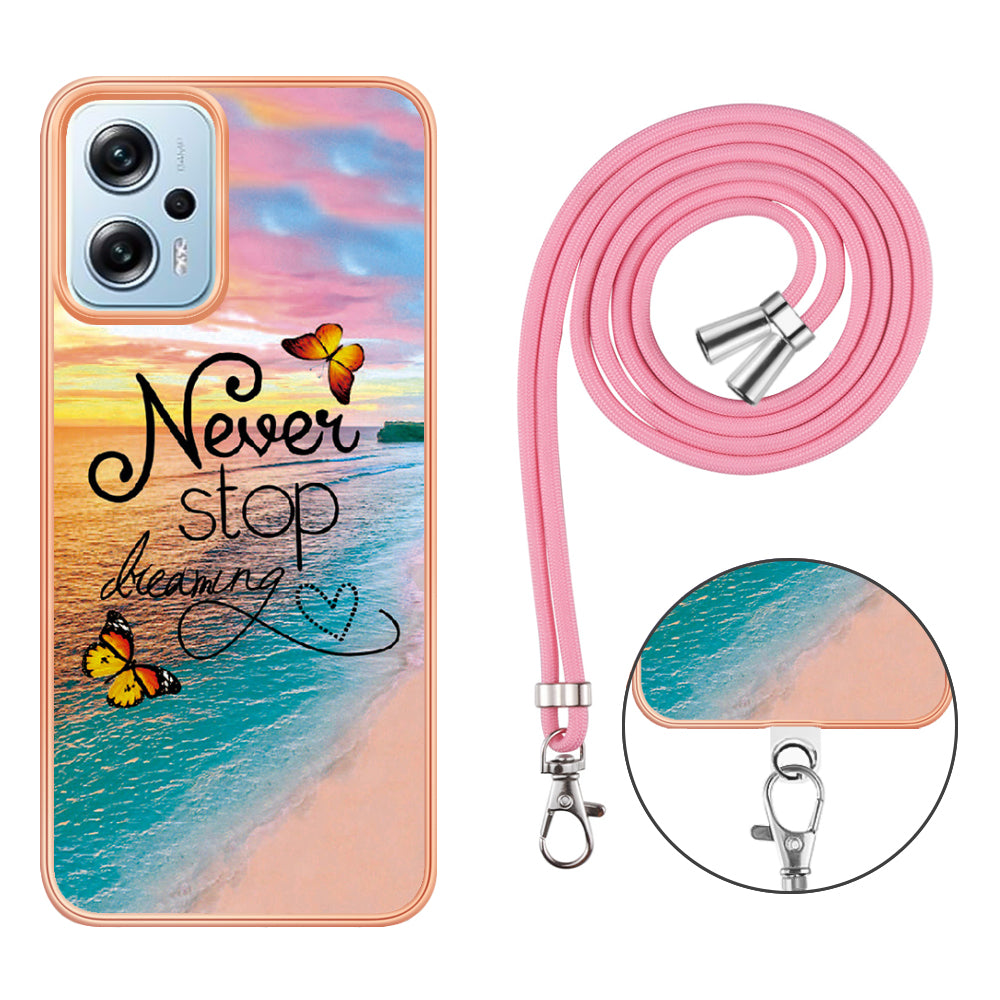 YB IMD Series-4 TPU Case for Xiaomi Redmi Note 11T Pro 5G / Note 11T Pro+ 5G / K50i 5G / Note 12T Pro 5G / Poco X4 GT 5G , Marble Flower Pattern Phone Cover - Never Stop Dreaming