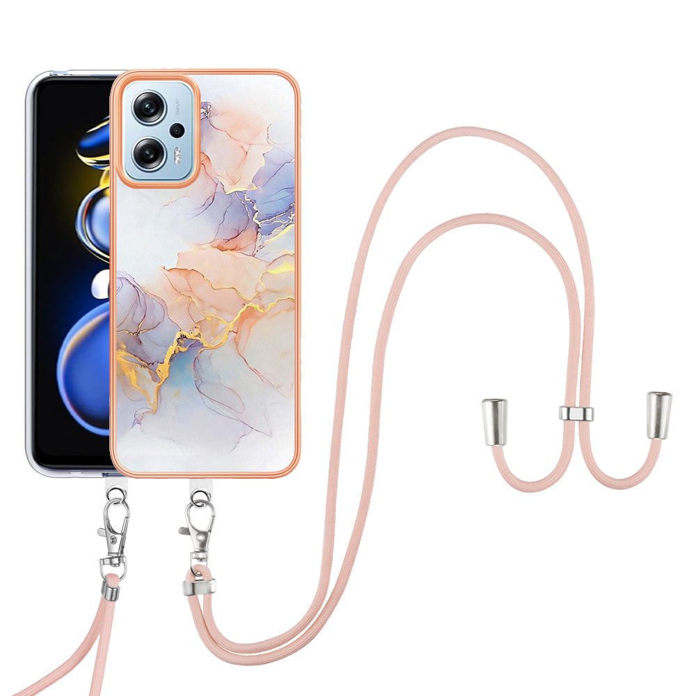 YB IMD Series-4 TPU Case for Xiaomi Redmi Note 11T Pro 5G / Note 11T Pro+ 5G / K50i 5G / Note 12T Pro 5G / Poco X4 GT 5G , Marble Flower Pattern Phone Cover - Milky Way Marble White