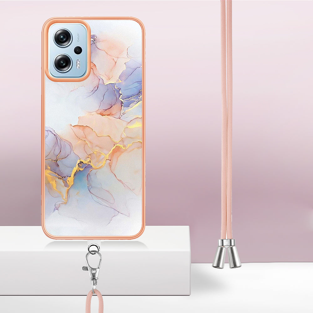 YB IMD Series-4 TPU Case for Xiaomi Redmi Note 11T Pro 5G / Note 11T Pro+ 5G / K50i 5G / Note 12T Pro 5G / Poco X4 GT 5G , Marble Flower Pattern Phone Cover - Milky Way Marble White
