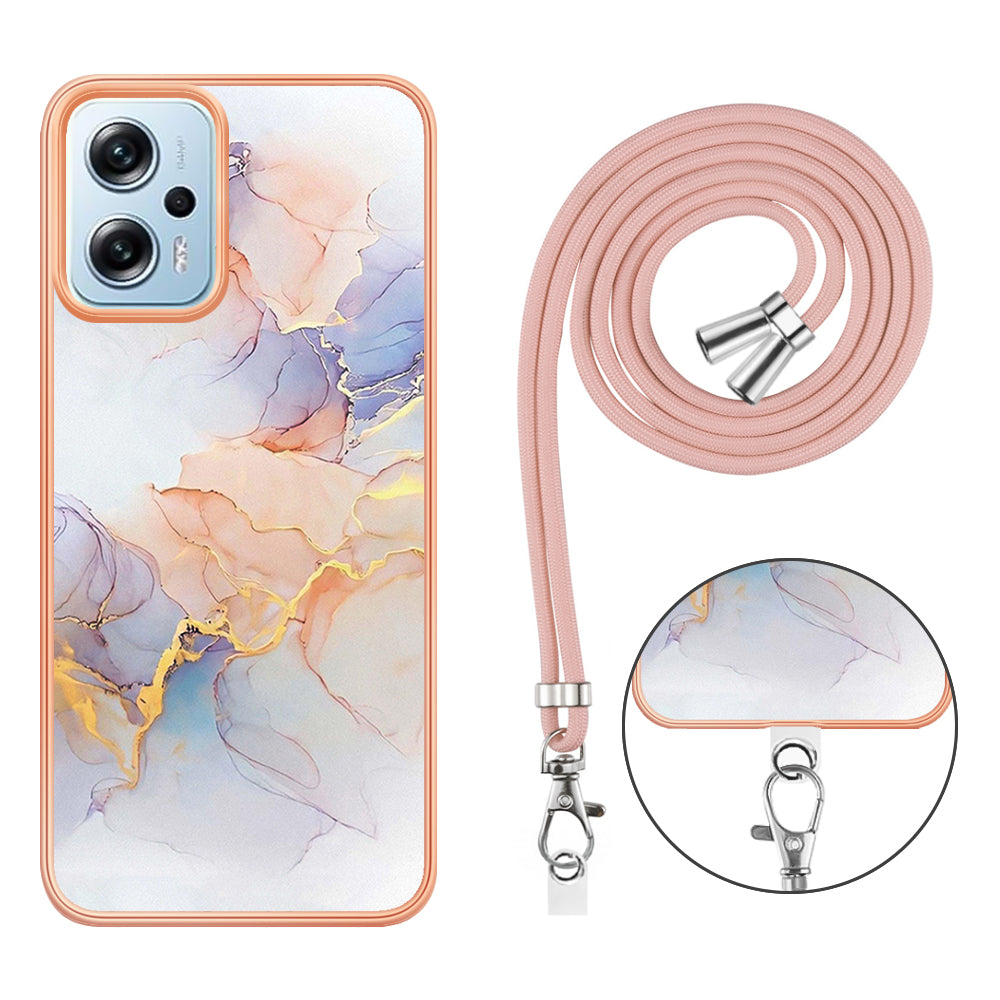 YB IMD Series-4 TPU Case for Xiaomi Redmi Note 11T Pro 5G / Note 11T Pro+ 5G / K50i 5G / Note 12T Pro 5G / Poco X4 GT 5G , Marble Flower Pattern Phone Cover - Milky Way Marble White