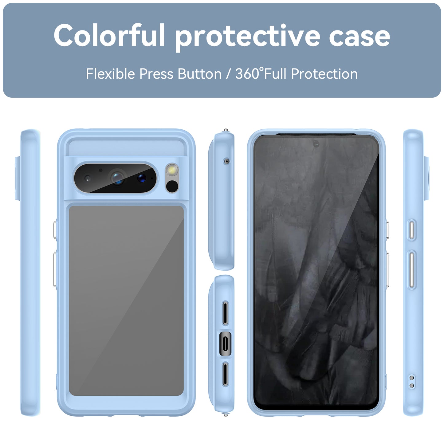 Uniqkart for Google Pixel 8 Pro TPU+Acrylic Phone Case Drop-proof Phone Cover - Blue