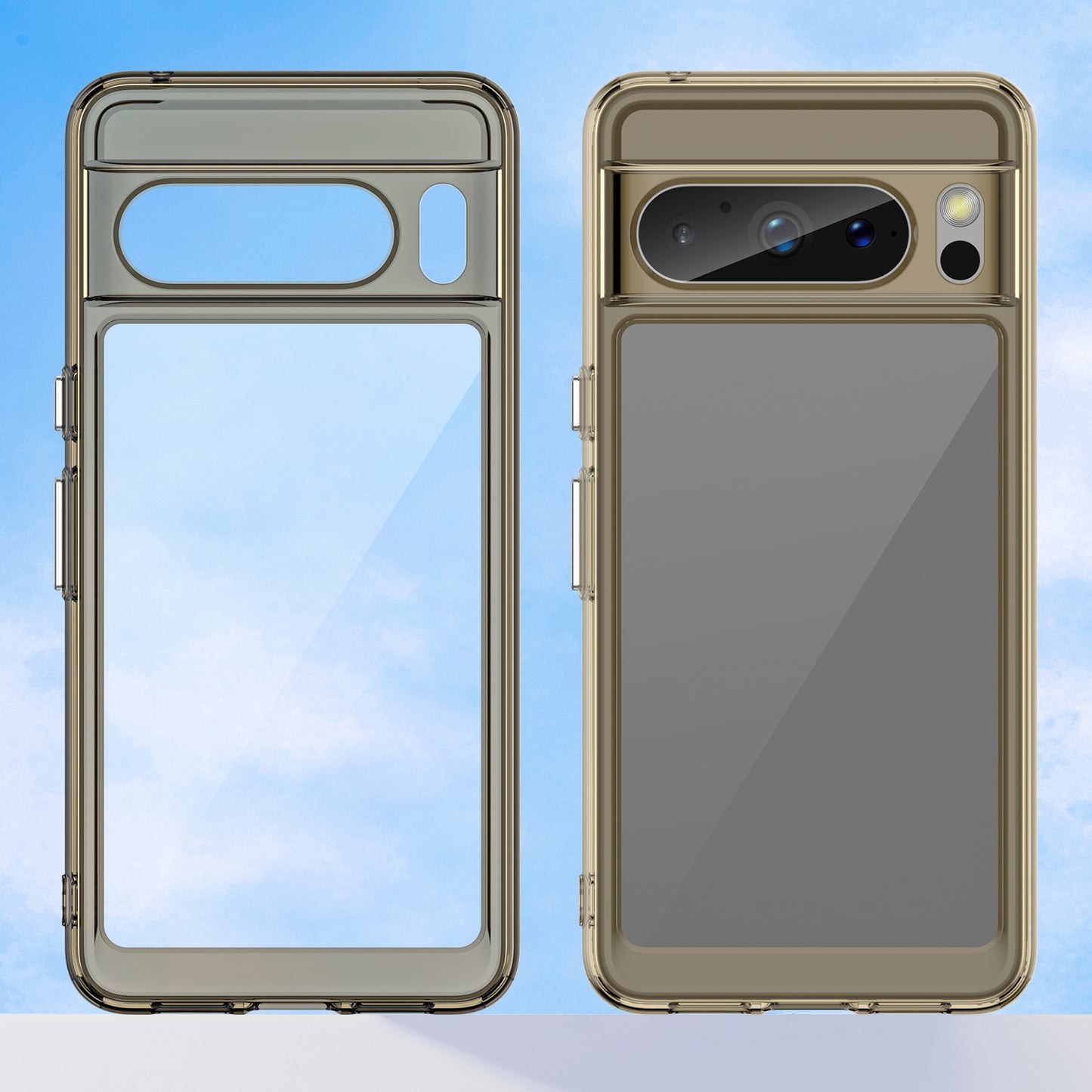 Uniqkart for Google Pixel 8 Pro TPU+Acrylic Phone Case Drop-proof Phone Cover - Transparent Grey