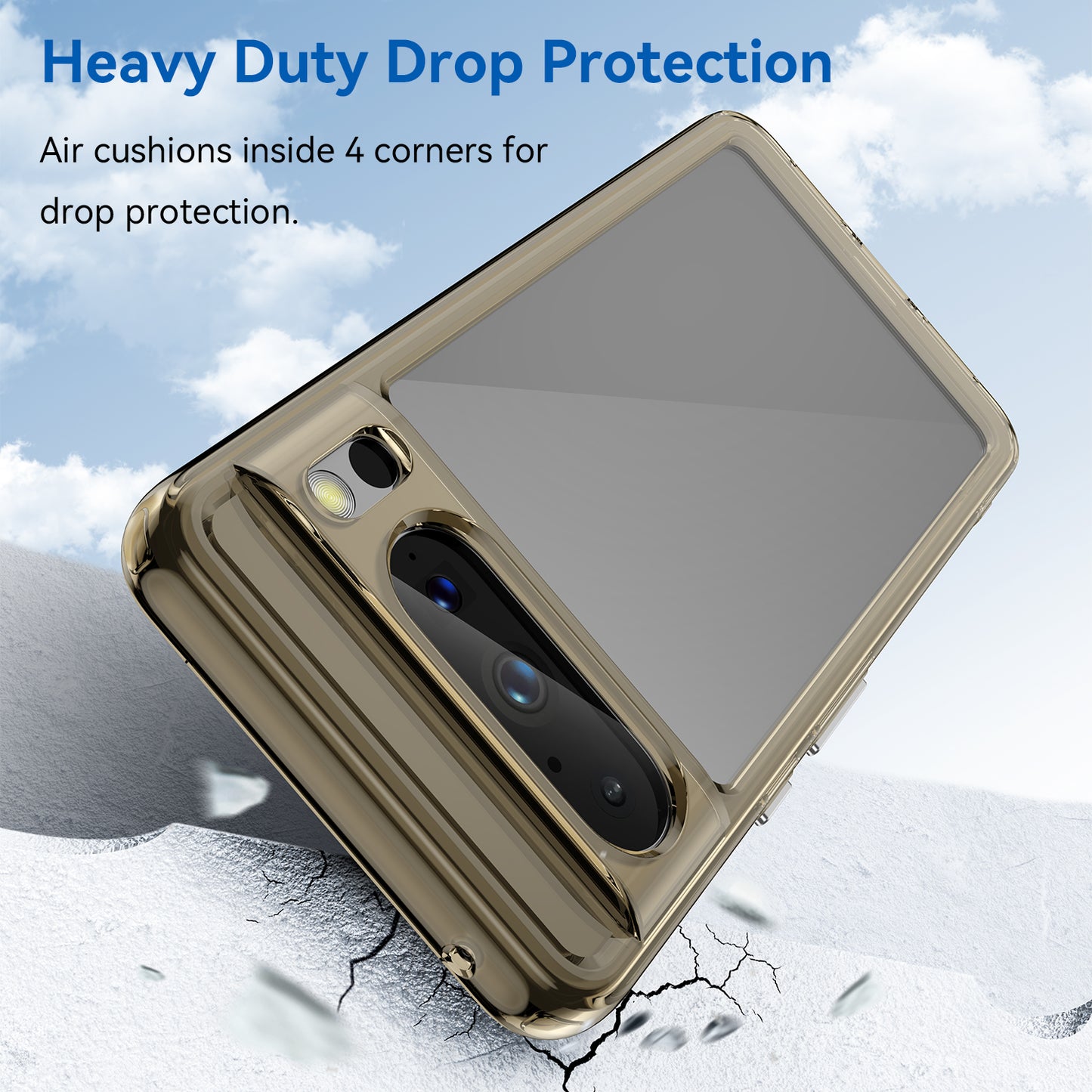 Uniqkart for Google Pixel 8 Pro TPU+Acrylic Phone Case Drop-proof Phone Cover - Transparent Grey