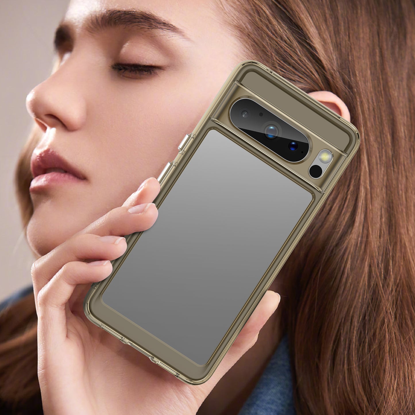 Uniqkart for Google Pixel 8 Pro TPU+Acrylic Phone Case Drop-proof Phone Cover - Transparent Grey