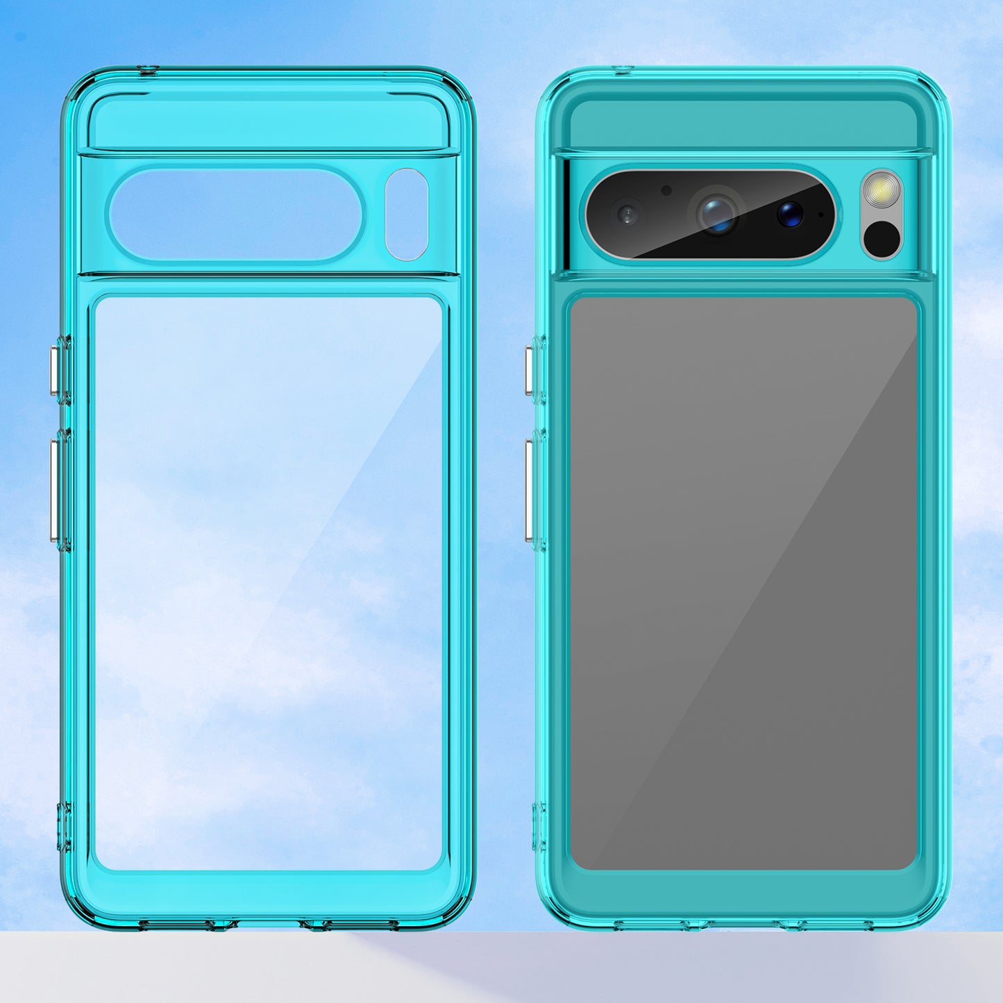 Uniqkart for Google Pixel 8 Pro TPU+Acrylic Phone Case Drop-proof Phone Cover - Transparent Blue