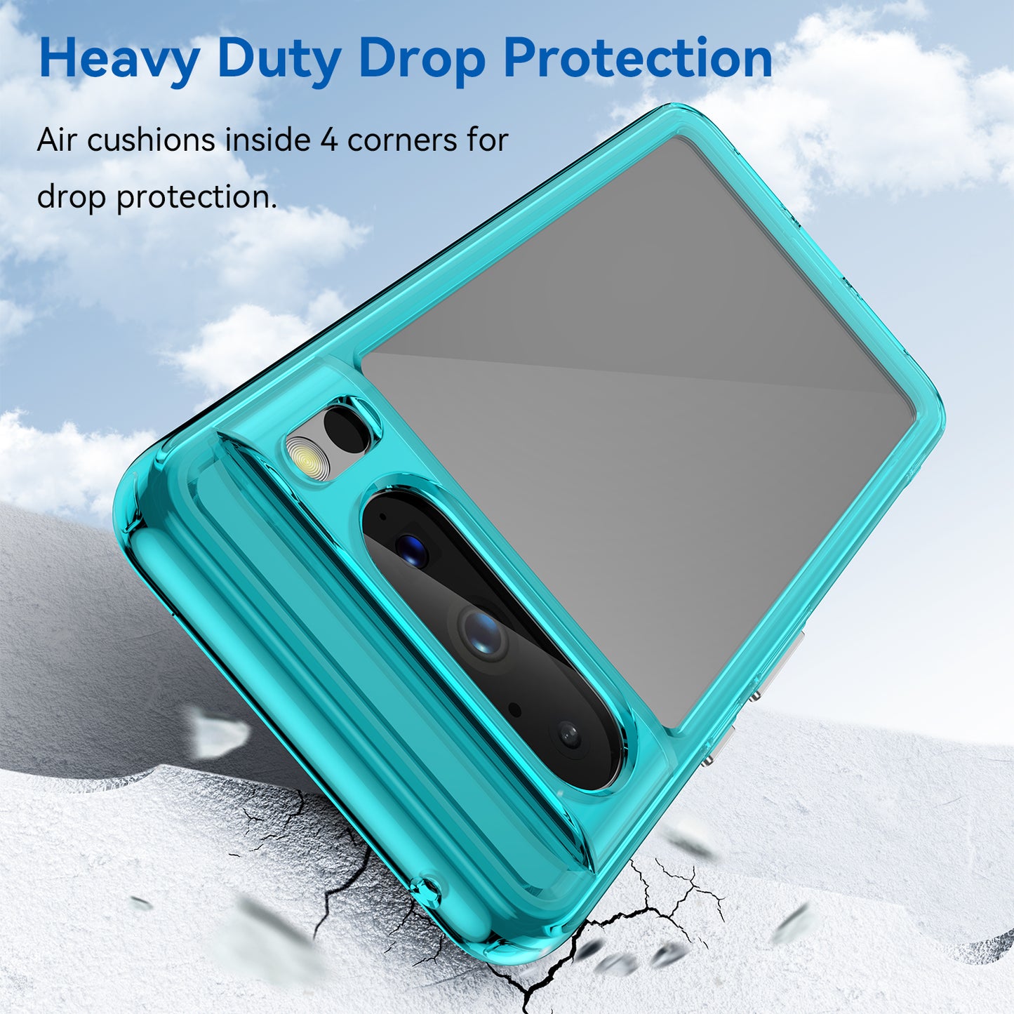 Uniqkart for Google Pixel 8 Pro TPU+Acrylic Phone Case Drop-proof Phone Cover - Transparent Blue