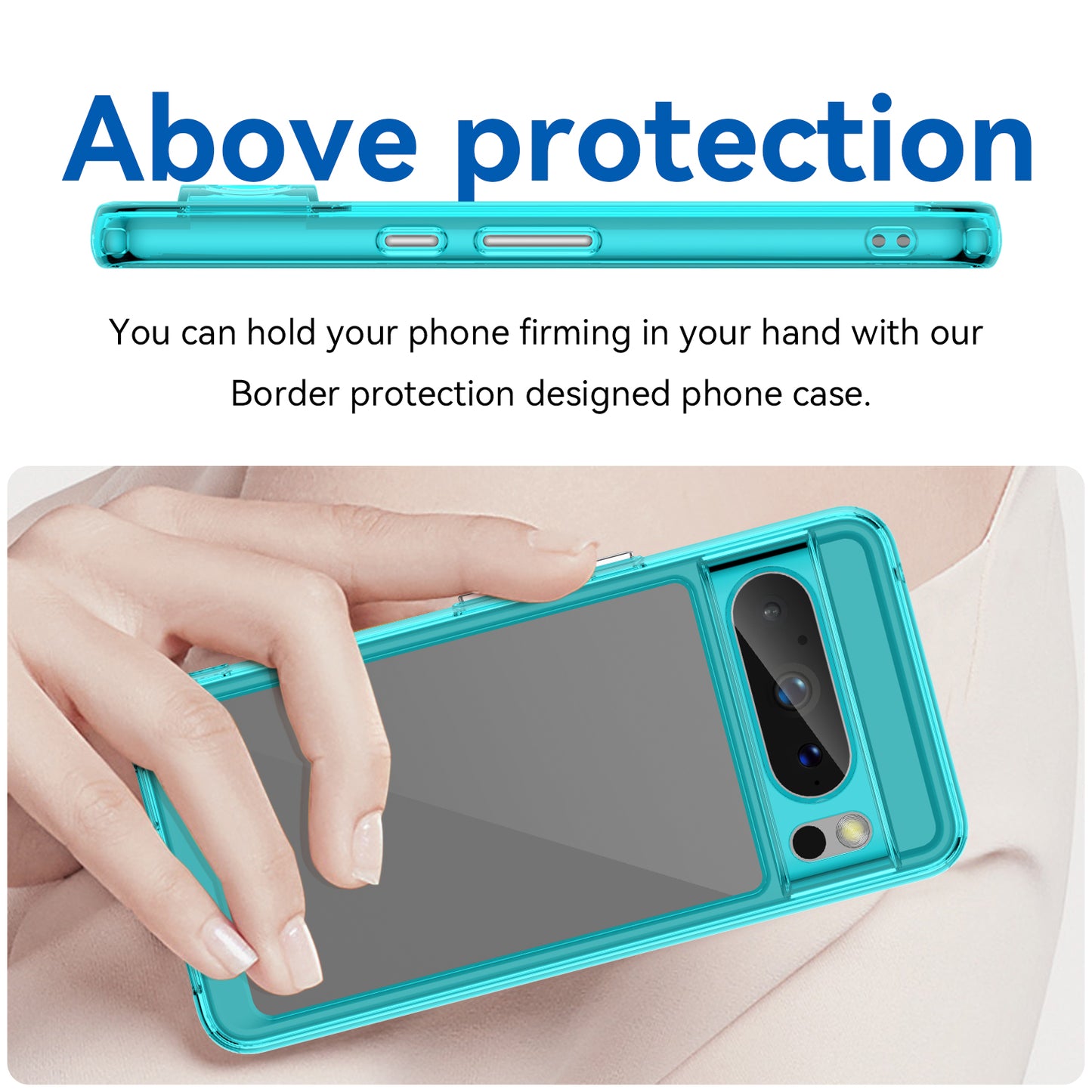 Uniqkart for Google Pixel 8 Pro TPU+Acrylic Phone Case Drop-proof Phone Cover - Transparent Blue