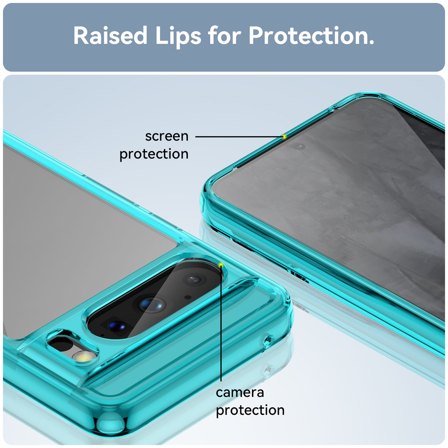 Uniqkart for Google Pixel 8 Pro TPU+Acrylic Phone Case Drop-proof Phone Cover - Transparent Blue