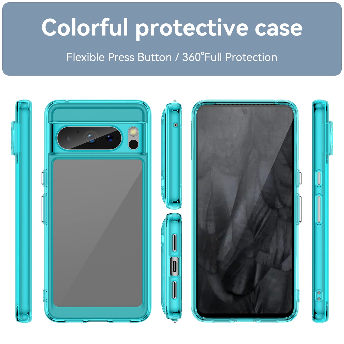 Uniqkart for Google Pixel 8 Pro TPU+Acrylic Phone Case Drop-proof Phone Cover - Transparent Blue