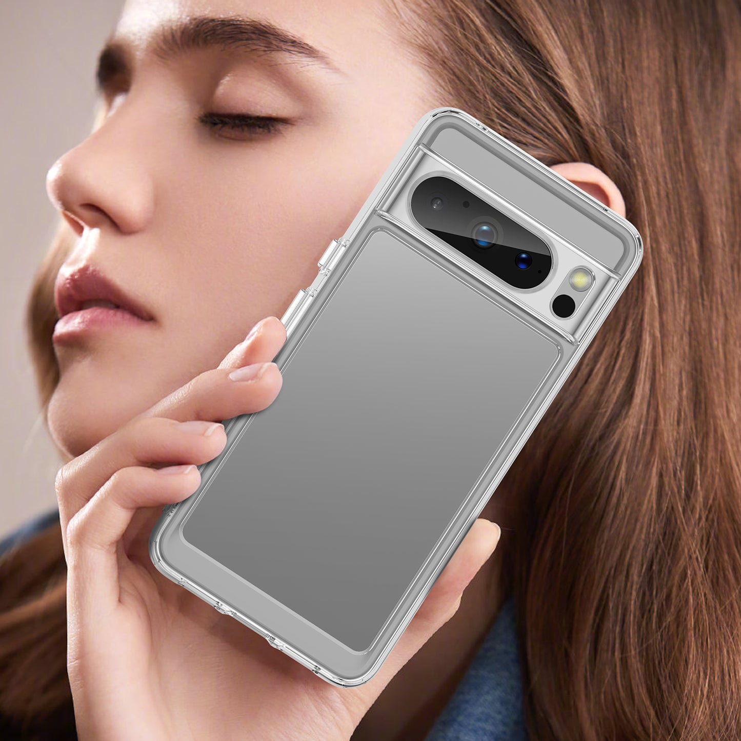 Uniqkart for Google Pixel 8 Pro TPU+Acrylic Phone Case Drop-proof Phone Cover - Transparent