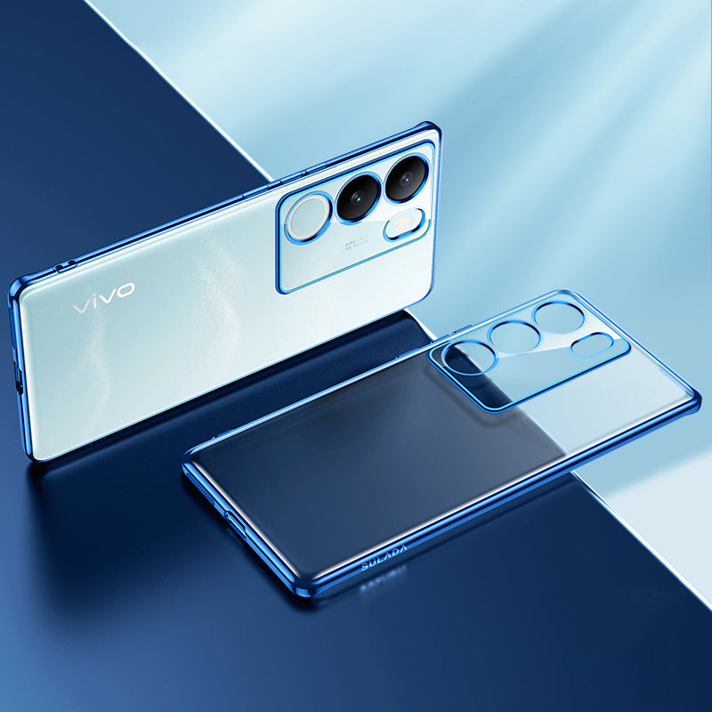 Uniqkart Nature Series for vivo S17 5G Matte TPU Case Electroplating Anti-drop Cell Phone Cover - Blue