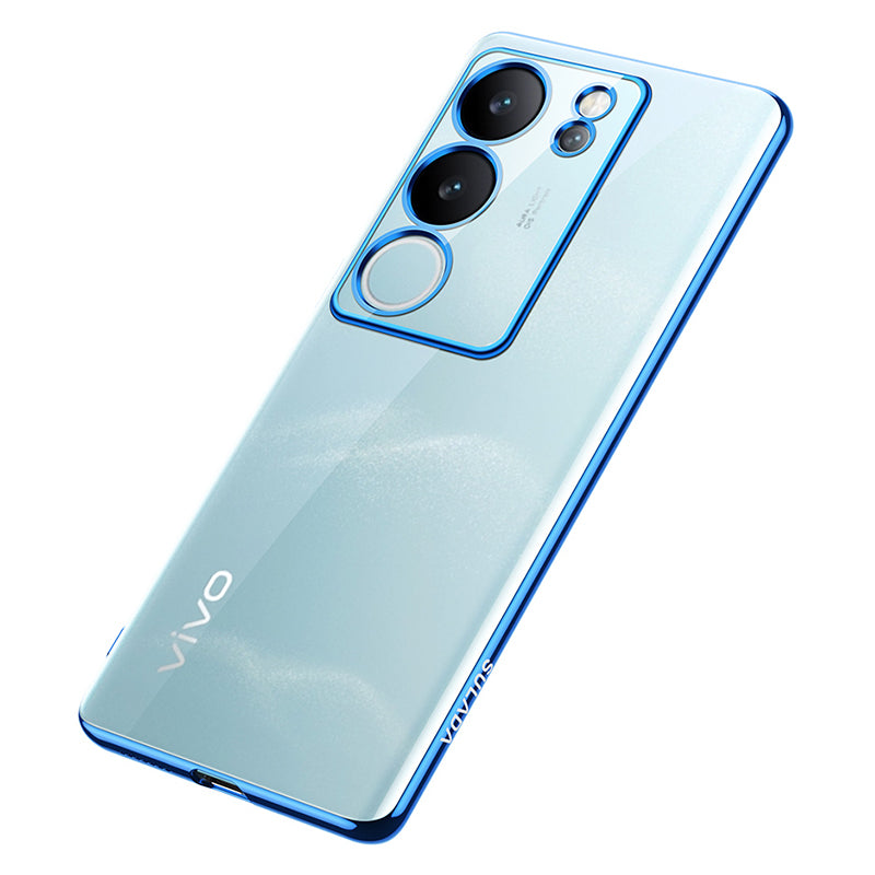 Uniqkart Nature Series for vivo S17 5G Matte TPU Case Electroplating Anti-drop Cell Phone Cover - Blue