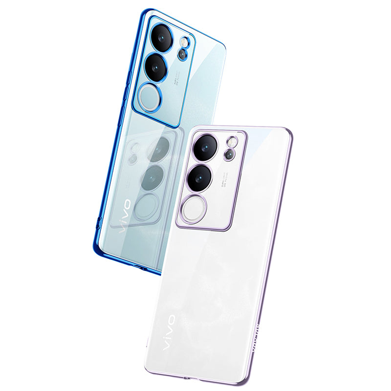 Uniqkart Nature Series for vivo S17 5G Matte TPU Case Electroplating Anti-drop Cell Phone Cover - Blue