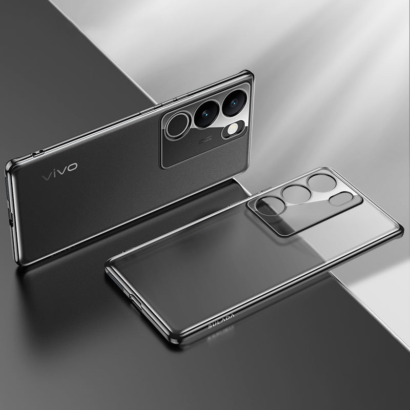 Uniqkart Nature Series for vivo S17 5G Matte TPU Case Electroplating Anti-drop Cell Phone Cover - Black