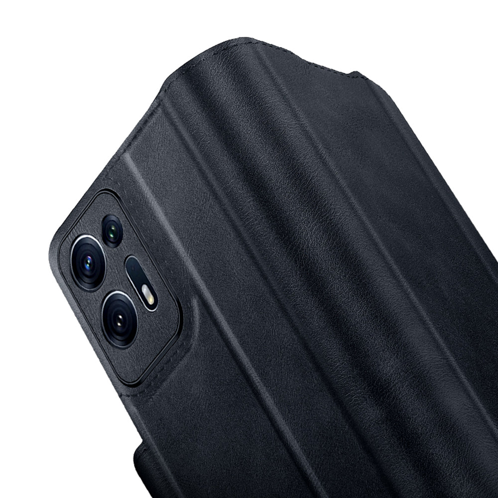 Uniqkart For Oppo Find N2 5G PU Leather+Hard PC Phone Case Stand Shockproof Cover - Midnight Green