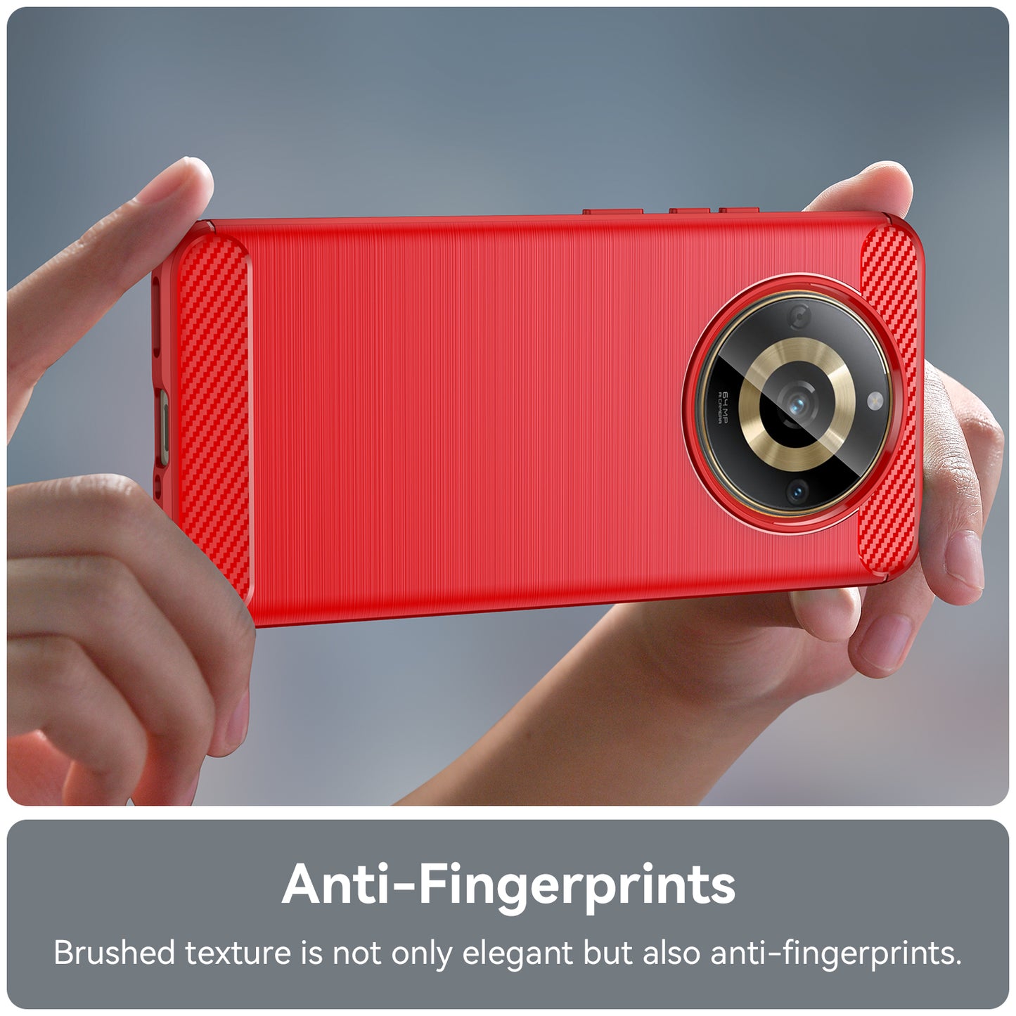 Phone Protector Case for Realme 11 5G , Carbon Fiber Texture Soft TPU Brushed Phone Cover - Red