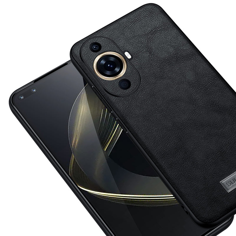 Uniqkart Phone Cover for Huawei nova 11 PU Leather Coated TPU+PC Drop Resistant Case - Black