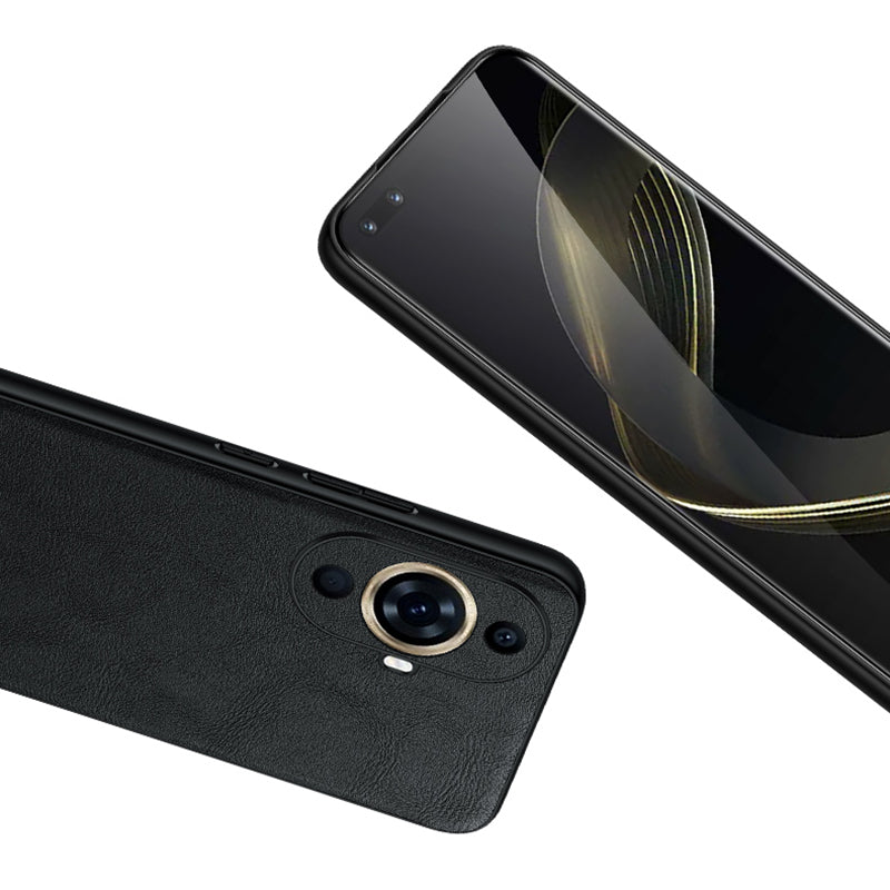 Uniqkart Phone Cover for Huawei nova 11 PU Leather Coated TPU+PC Drop Resistant Case - Black