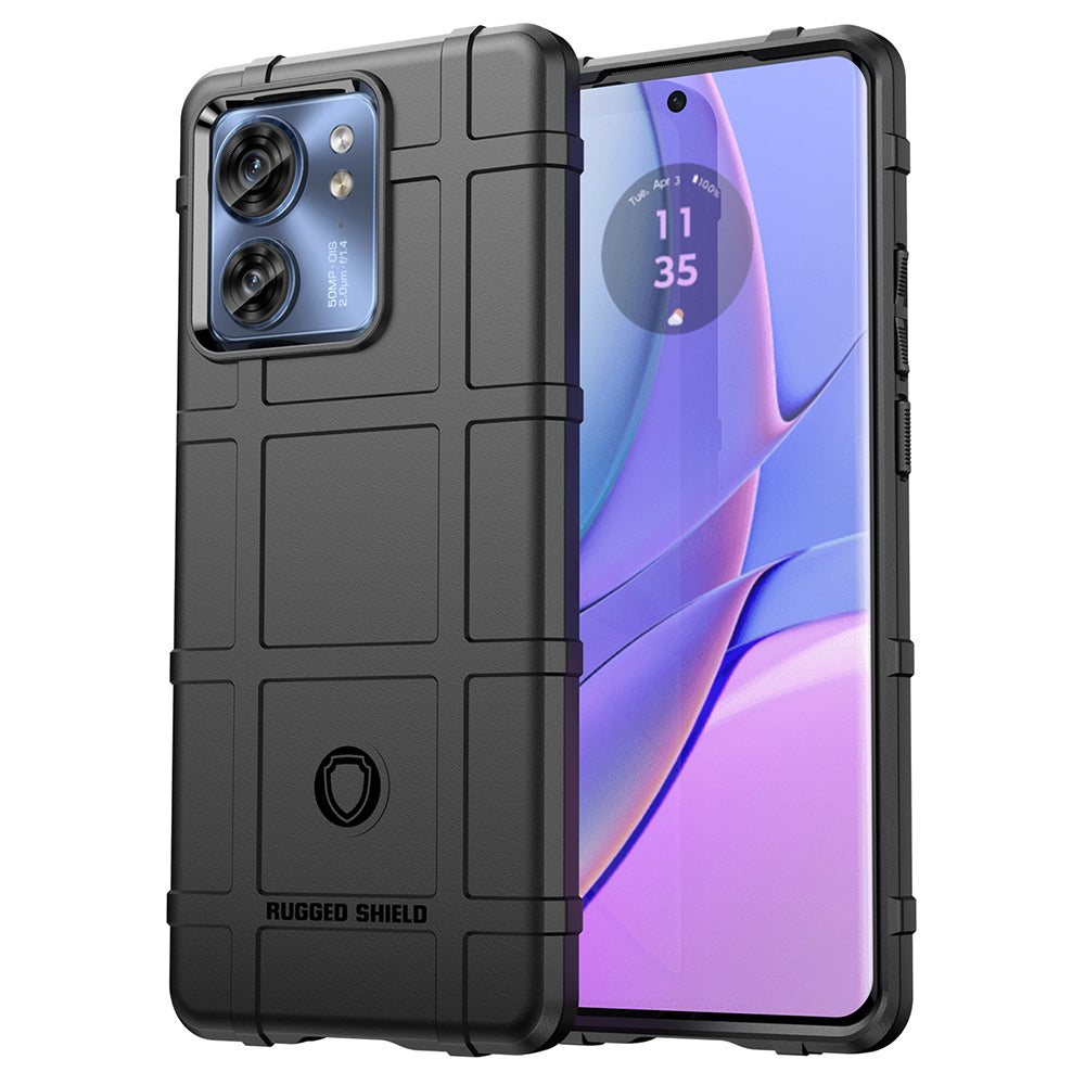 Uniqkart for Motorola Edge 40 5G Square Grid Texture Shockproof TPU Phone Case Back Cover - Black