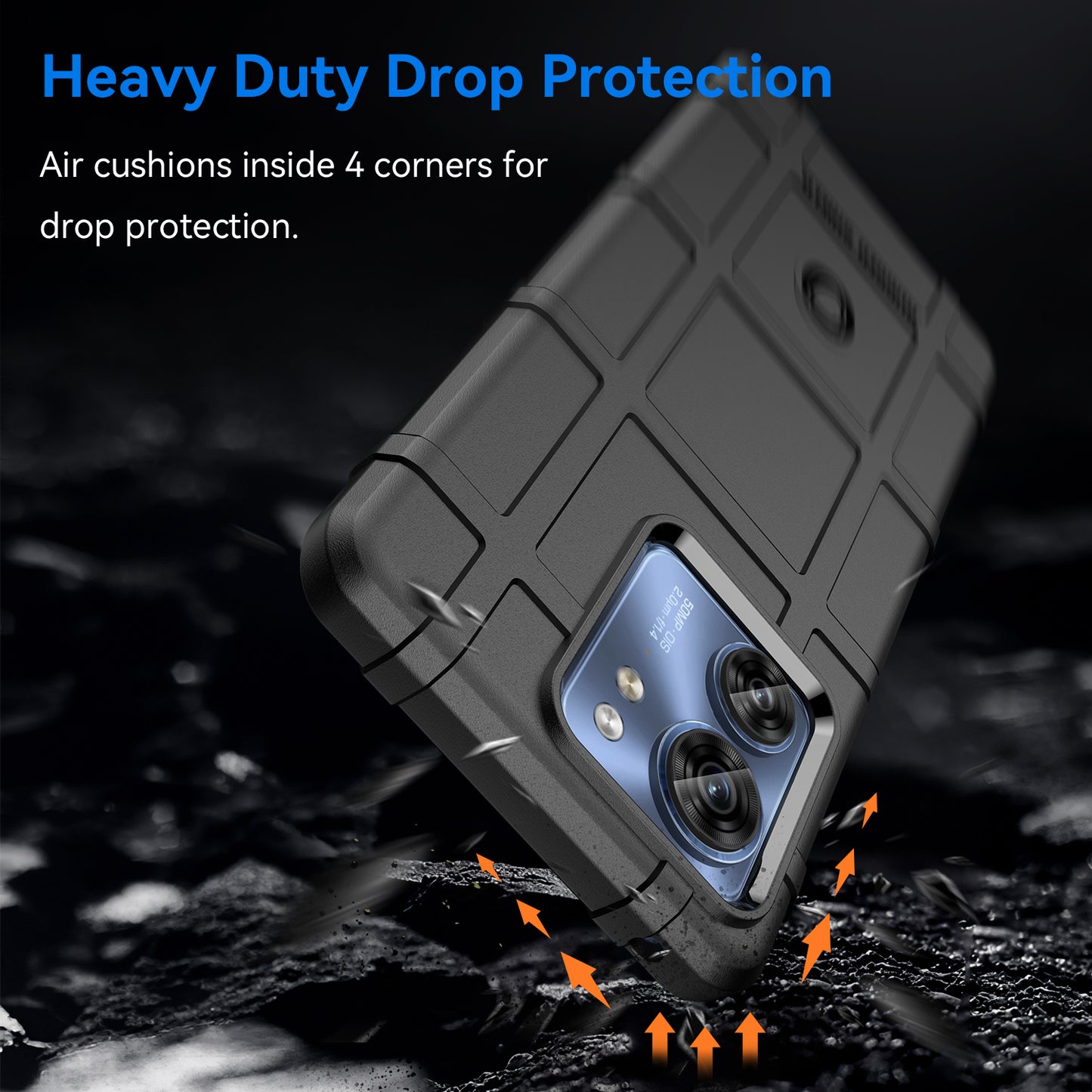 Uniqkart for Motorola Edge 40 5G Square Grid Texture Shockproof TPU Phone Case Back Cover - Black